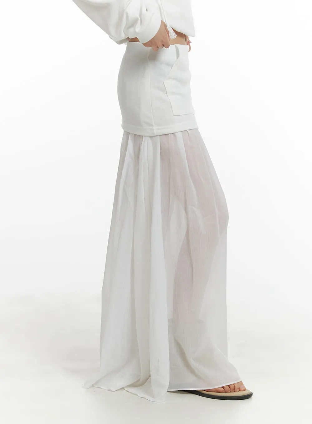 Sheer Layered Maxi Skirt CM426