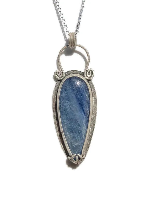 Shimmery Blue Kyanite Talon Pendant