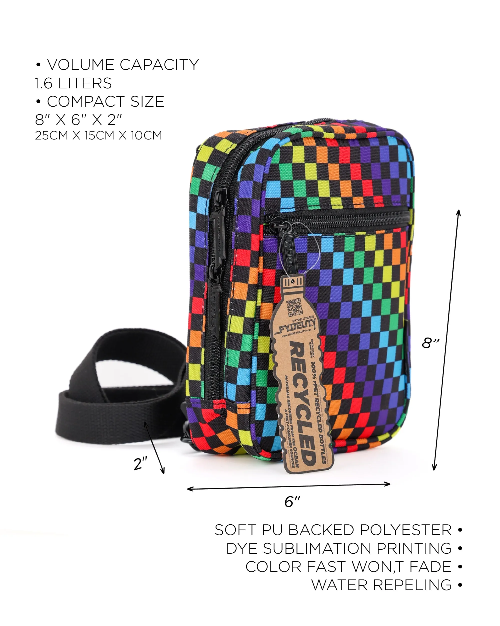 Sidekick | Crossbody Sling | Recycled RPET | INDY Rainbow Black