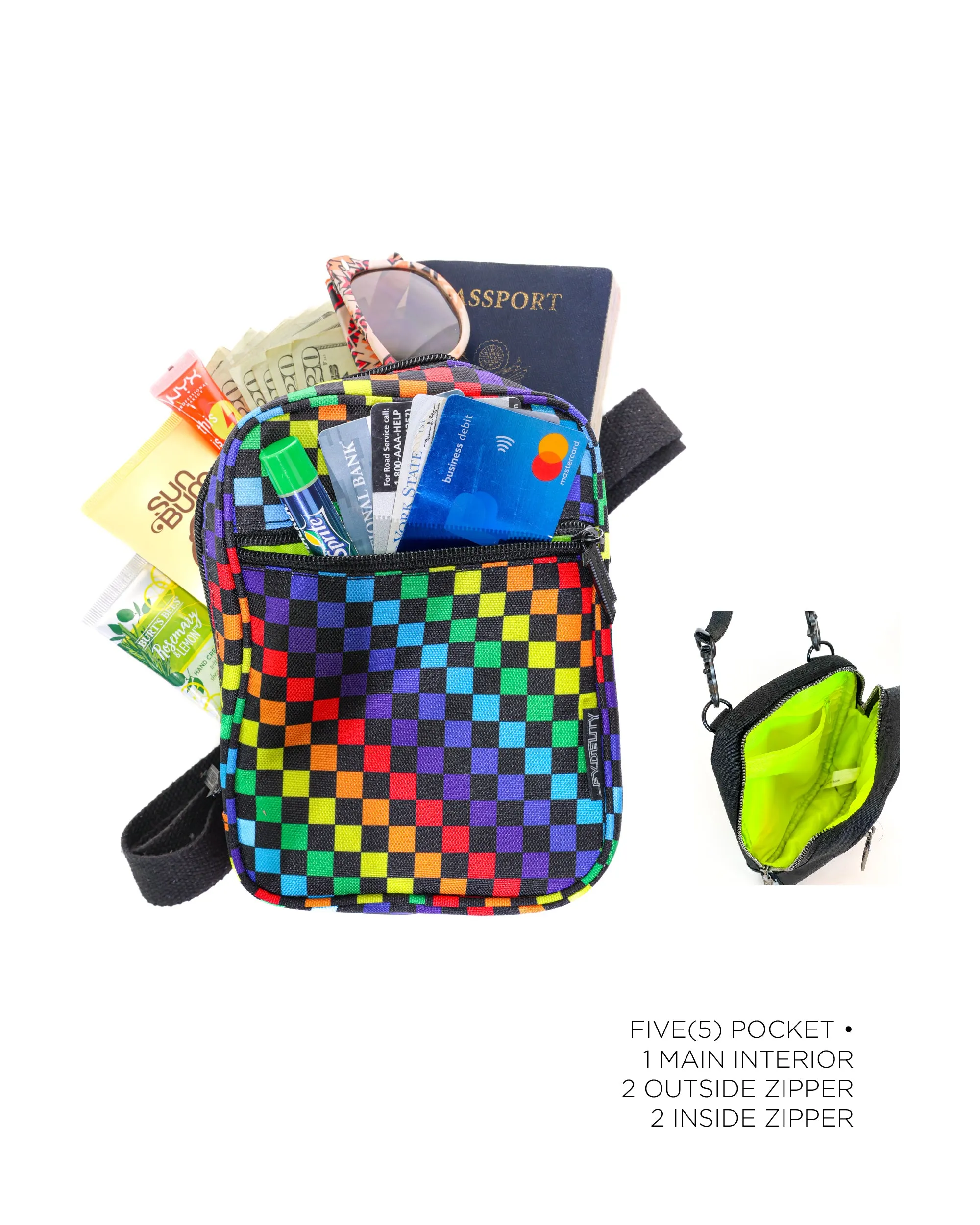 Sidekick | Crossbody Sling | Recycled RPET | INDY Rainbow Black