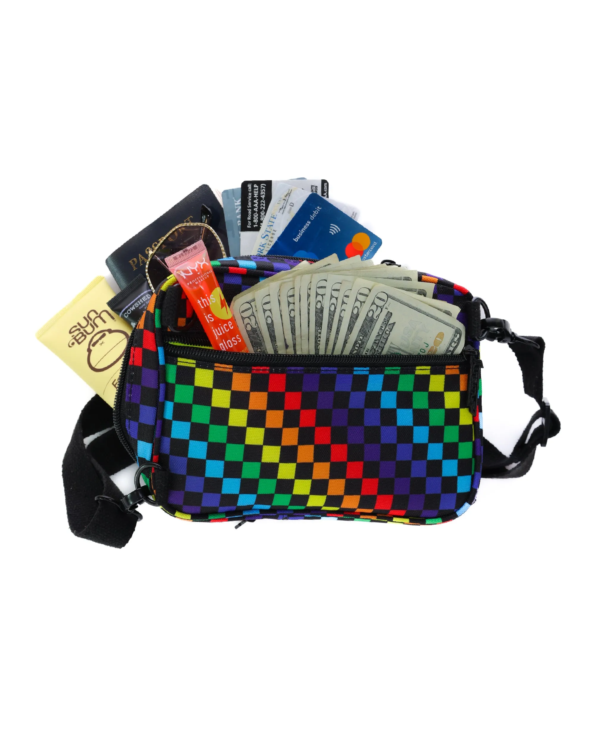 Sidekick | Crossbody Sling | Recycled RPET | INDY Rainbow Black