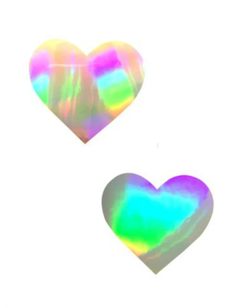 Silver Foil Ultra Holographic Heart Pasties