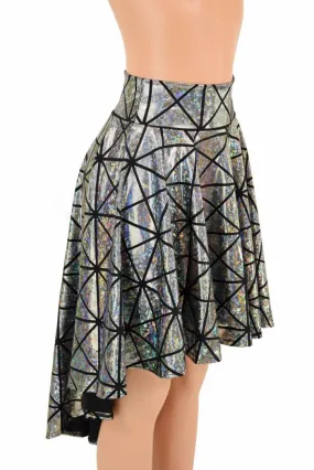 Silver Holographic Hi-Lo Skater Skirt