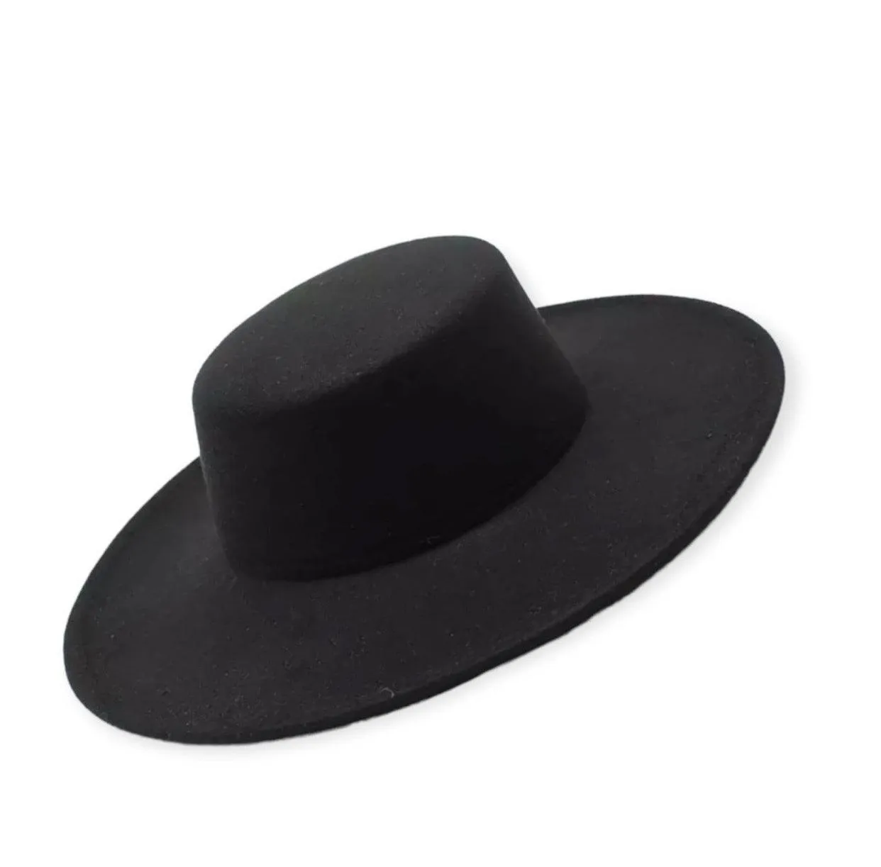 Sleek Black Extra Wide Brim Fedora Hat