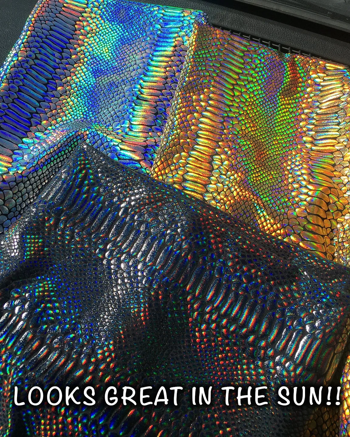 Snake Black: Holographic Iridescent Black Snake Skin Meggings - Wet Look Men's Leggings & Rave Gear