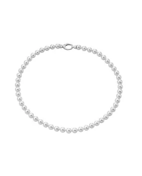 Sterling Silver Rhodium Plated Necklace for Women with Organic Pearl, 7mm Round White Pearl, 19.6" Length, Lyra Collection