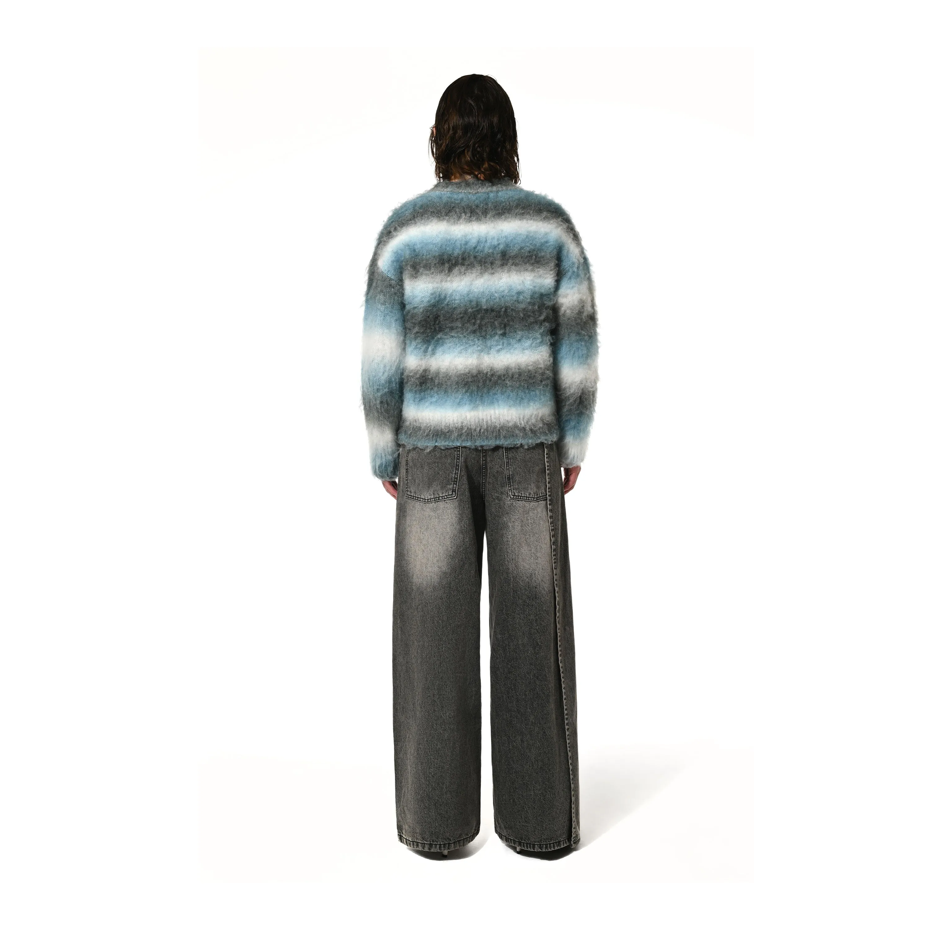 STRIPE BRUSHED SWEATER - BLUE