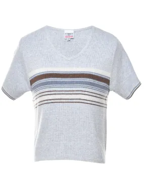 Striped Marl Grey Jumper - M