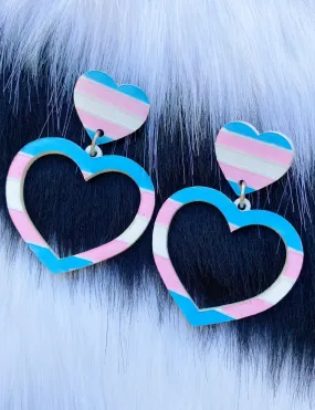 TRANS PRIDE BARBIE HEART EARRINGS