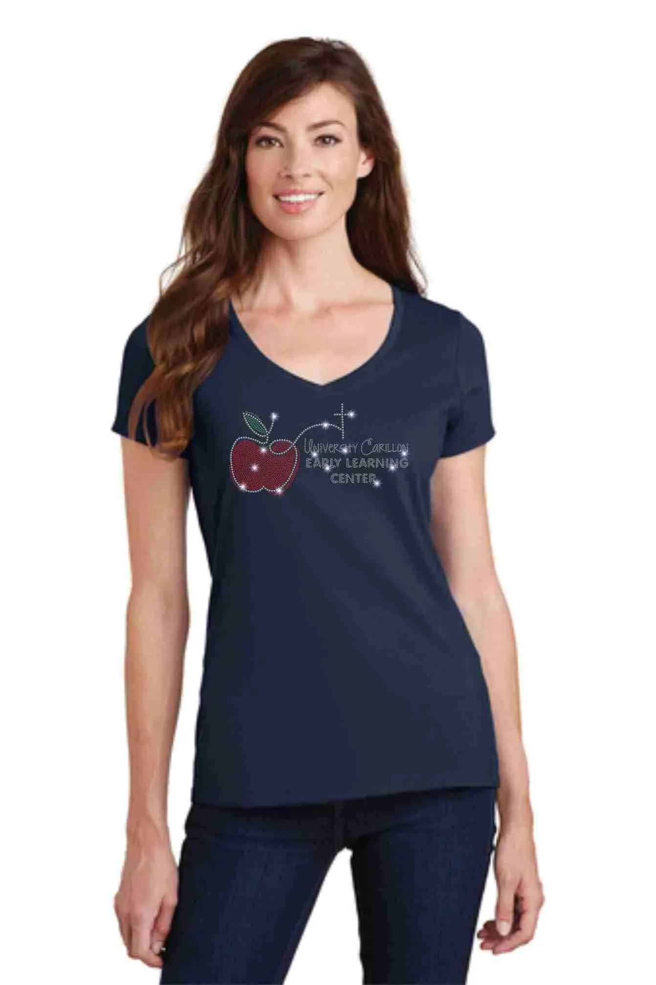 University Carillon Spangle Holographic Sparkle Spangle Bling Bling shirt - v-neck