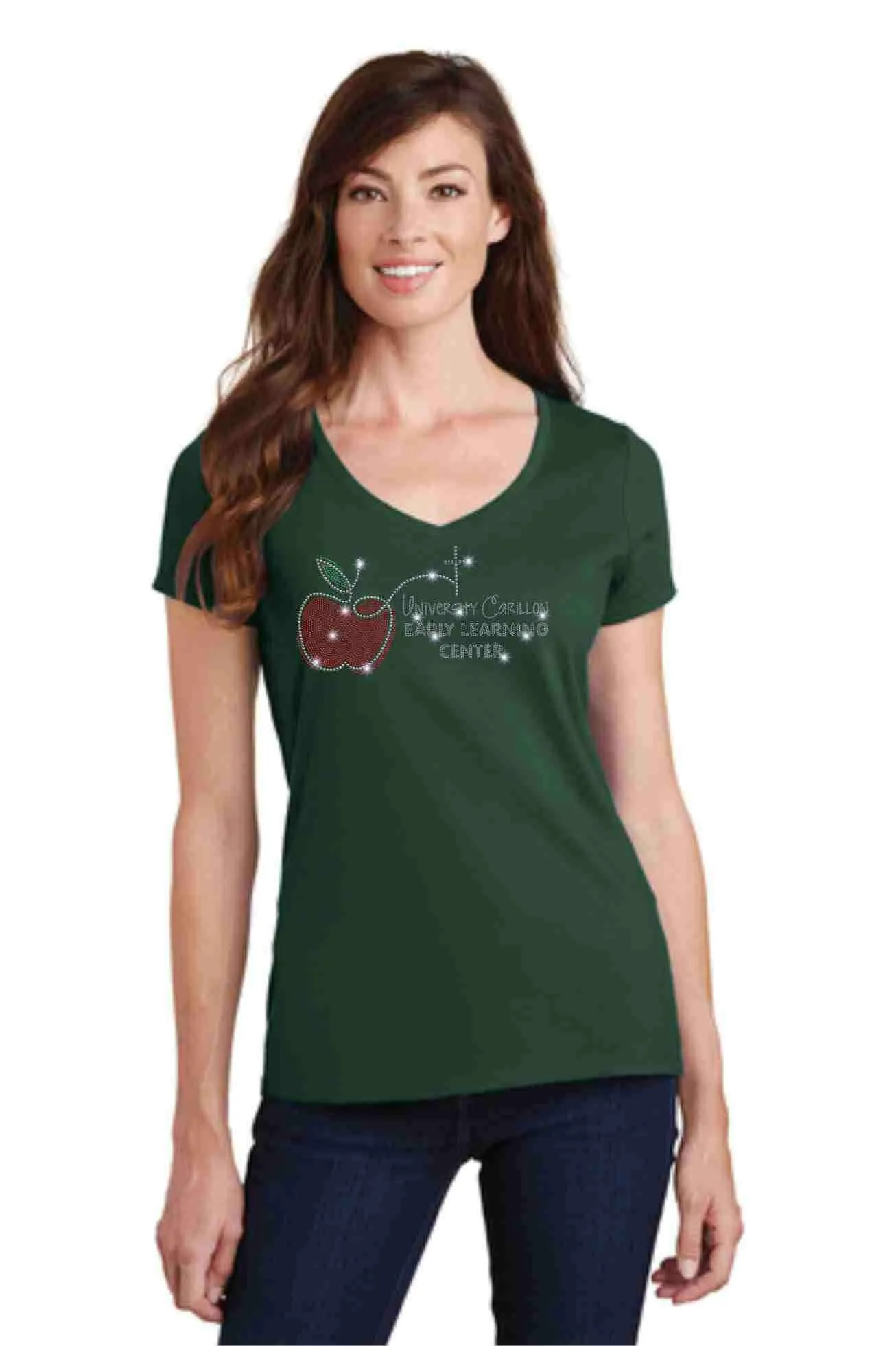 University Carillon Spangle Holographic Sparkle Spangle Bling Bling shirt - v-neck