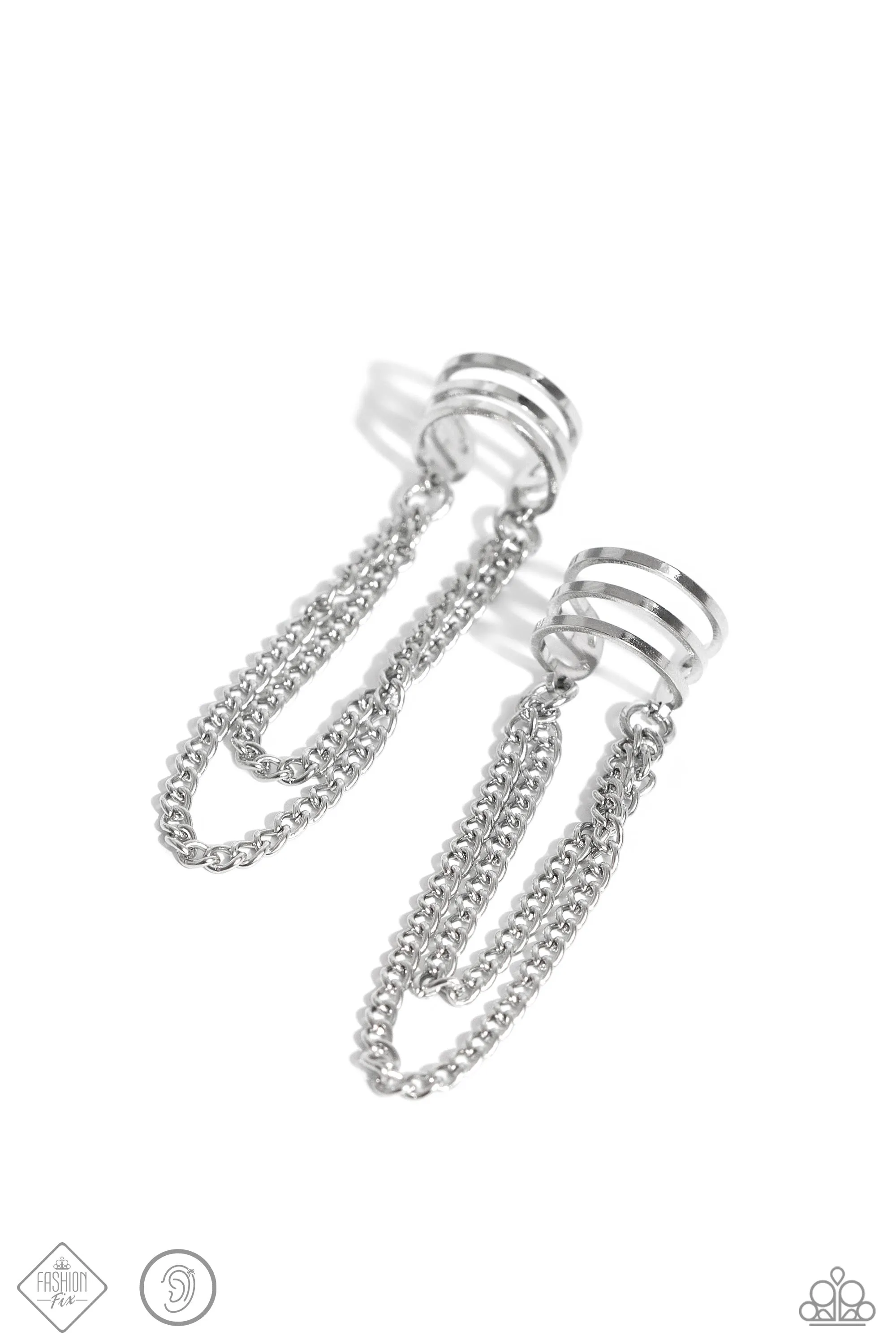 Unlocked Perfection - Silver Post Earrings - Paparazzi Accessories