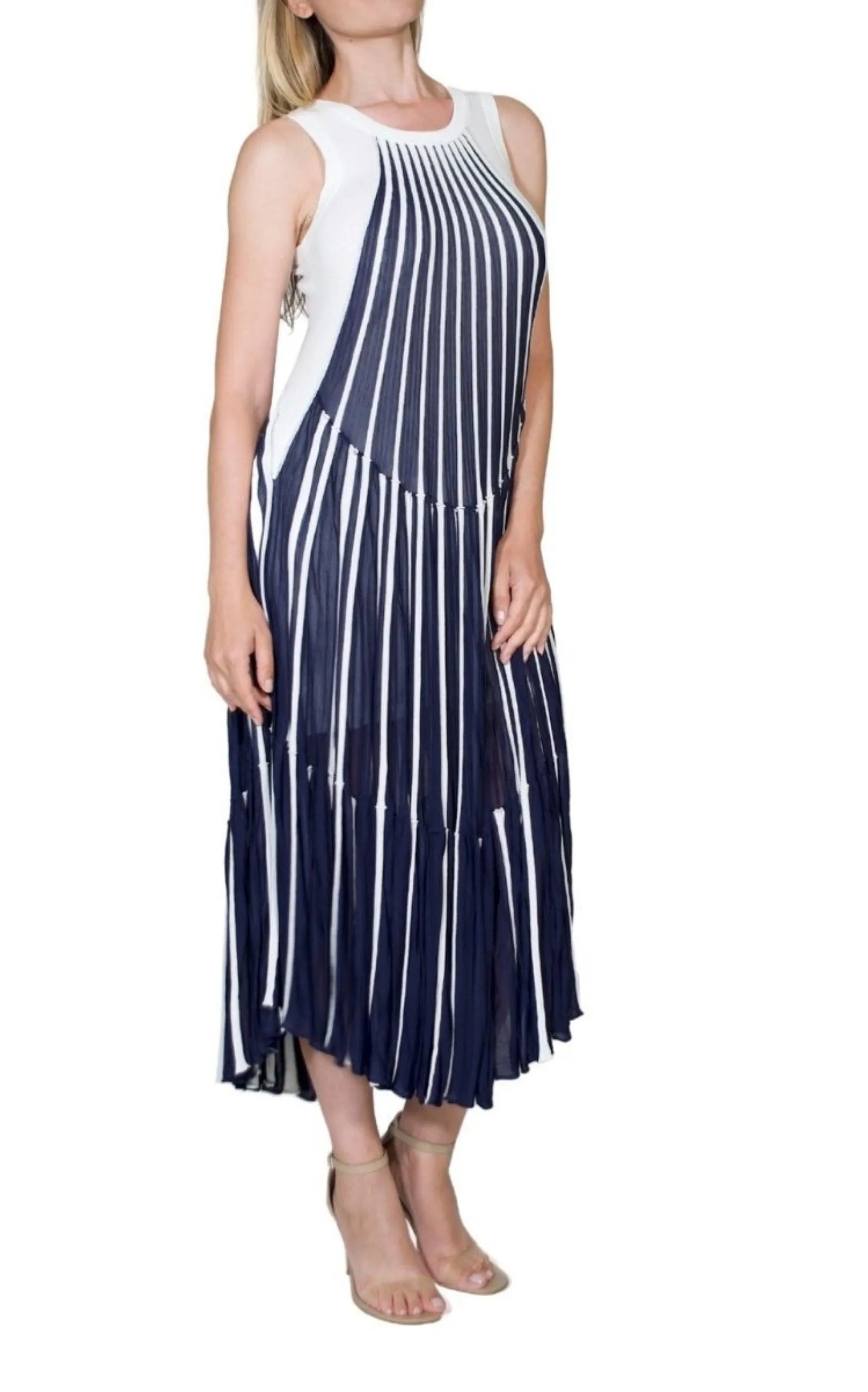 Vertical Stripe Midi Dress