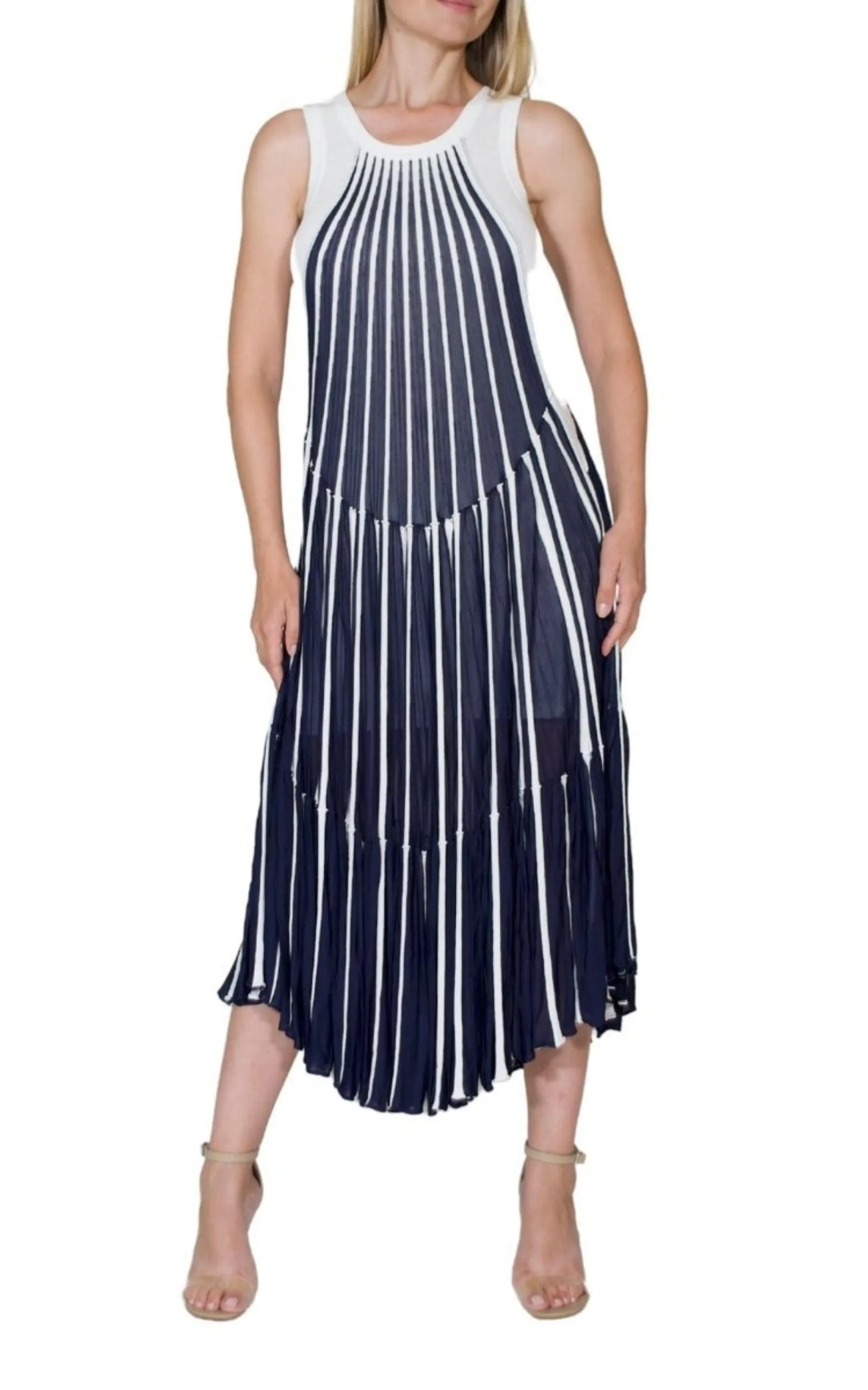 Vertical Stripe Midi Dress