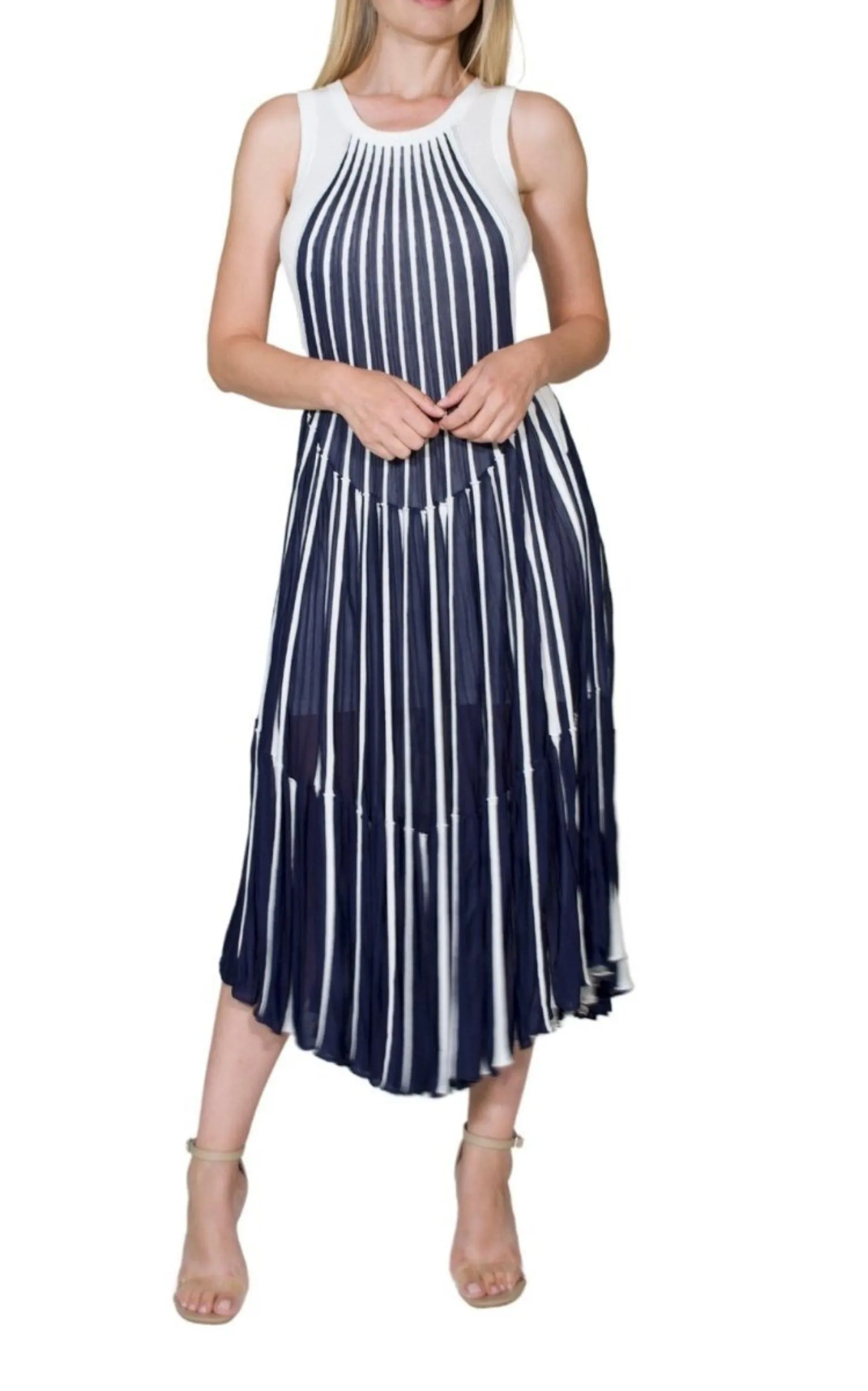 Vertical Stripe Midi Dress