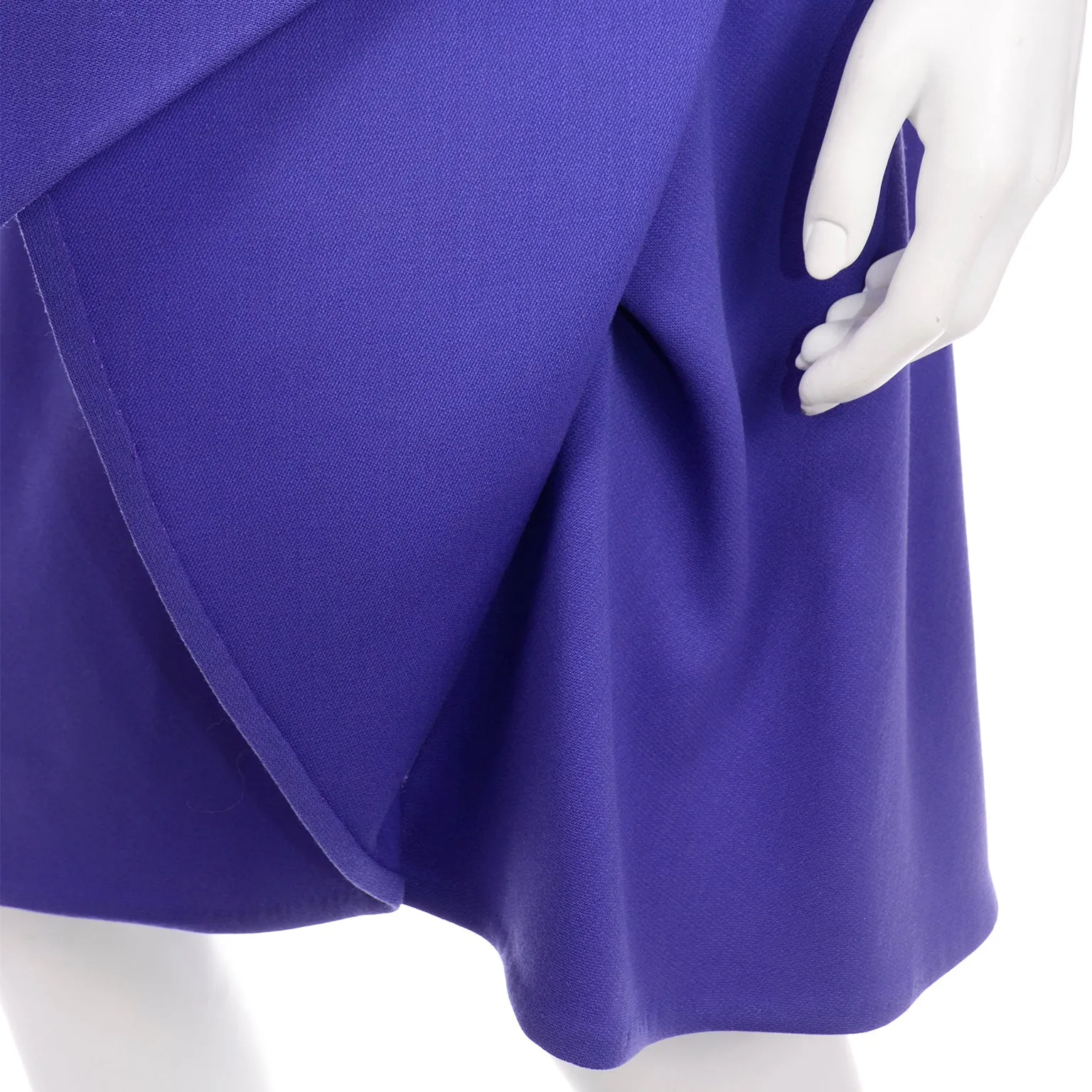 Vintage 1970s Halston Purple Wool Jersey Asymmetrical Dress