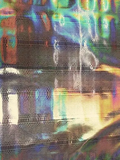 Viper Snake Holographic Embossed PVC Vinyl Fabric / Steel / Sold By The Yard