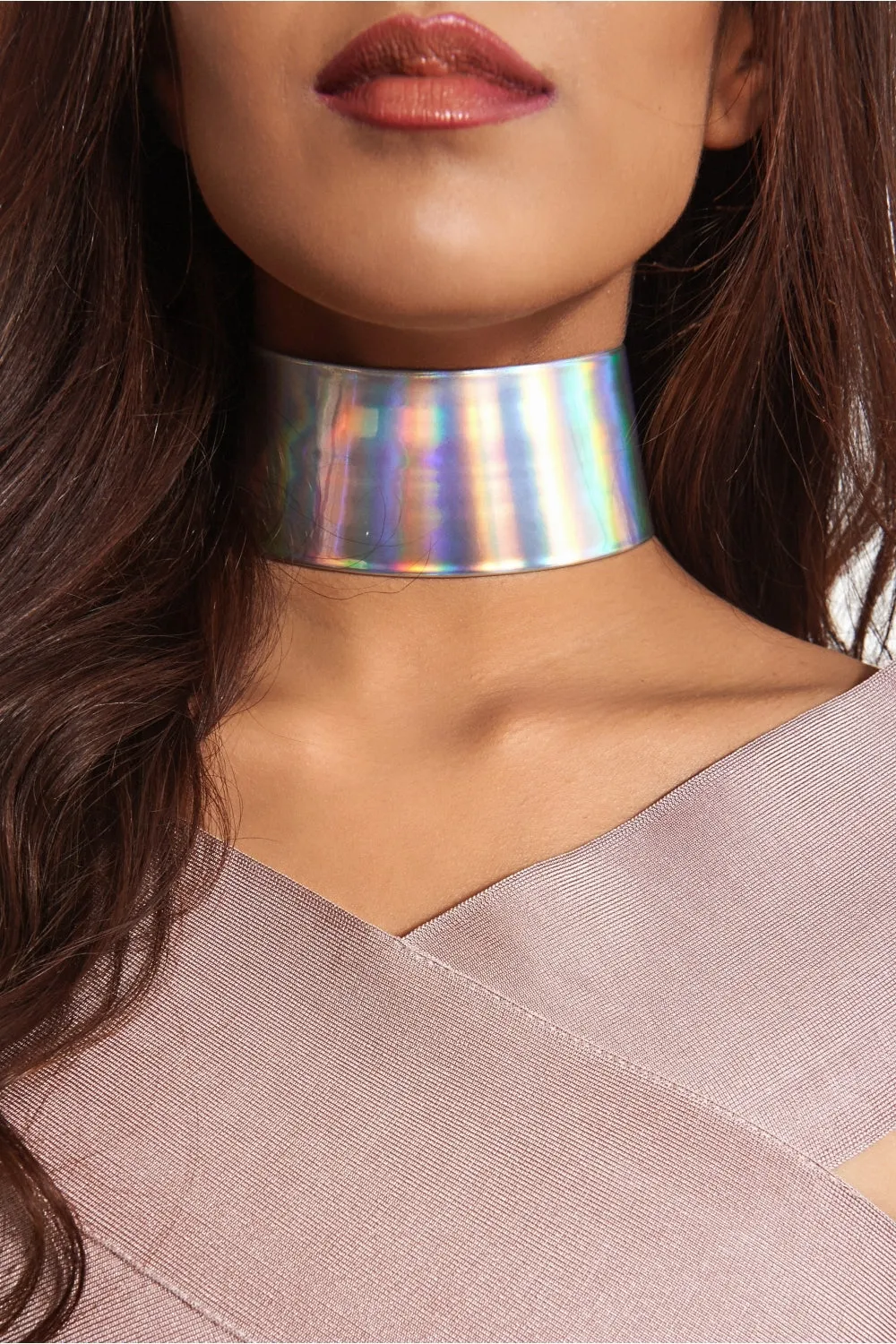 Wide Holographic Mermaid Choker