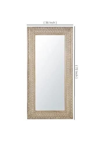 WILDWOOD Mango Wood Wall Mirror | Decorative | Wall Hanging | Frame without Mirror in Brown | Living Room | Full Lenght Mirror | Rajasthani Mirror (36"x72")(Only Frame without Mirror)