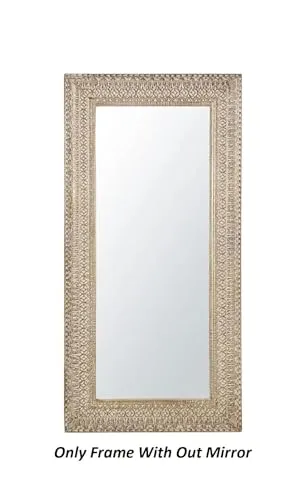 WILDWOOD Mango Wood Wall Mirror | Decorative | Wall Hanging | Frame without Mirror in Brown | Living Room | Full Lenght Mirror | Rajasthani Mirror (36"x72")(Only Frame without Mirror)