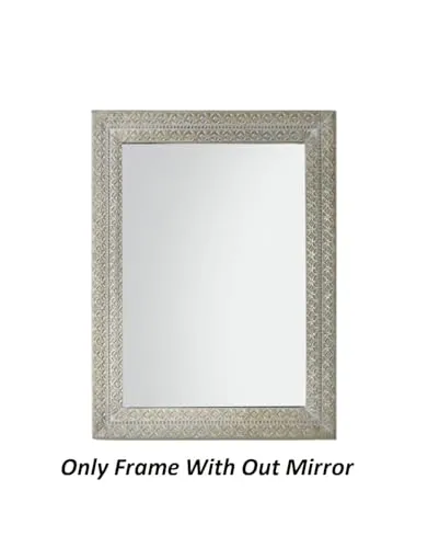 WILDWOOD Mango Wood Wall Mirror | Floral Wall Mirror Frame | Wall Hanging | without Mirror | Only Frame with Out Mirror (48"x36")(Natural Finish)