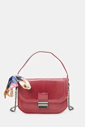 Women Burgundy  Embellished Cross Body Bag