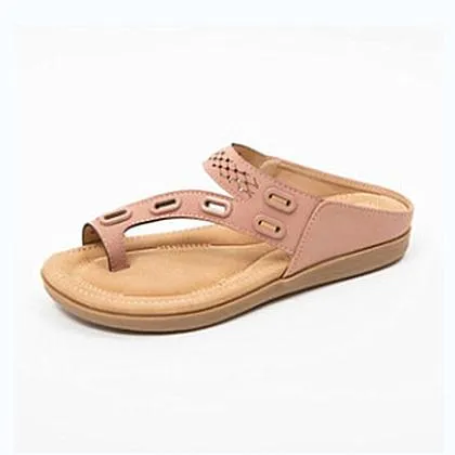 Women flat ring toe summer 
slide sandals