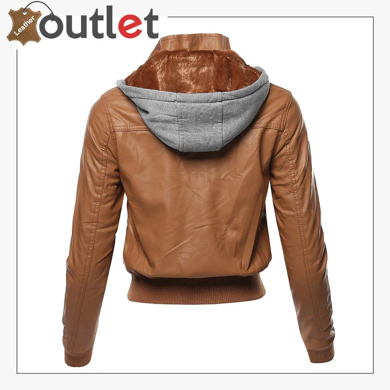 Womens Casual Stylish Trendy Zipper Leather Bomber Jacket