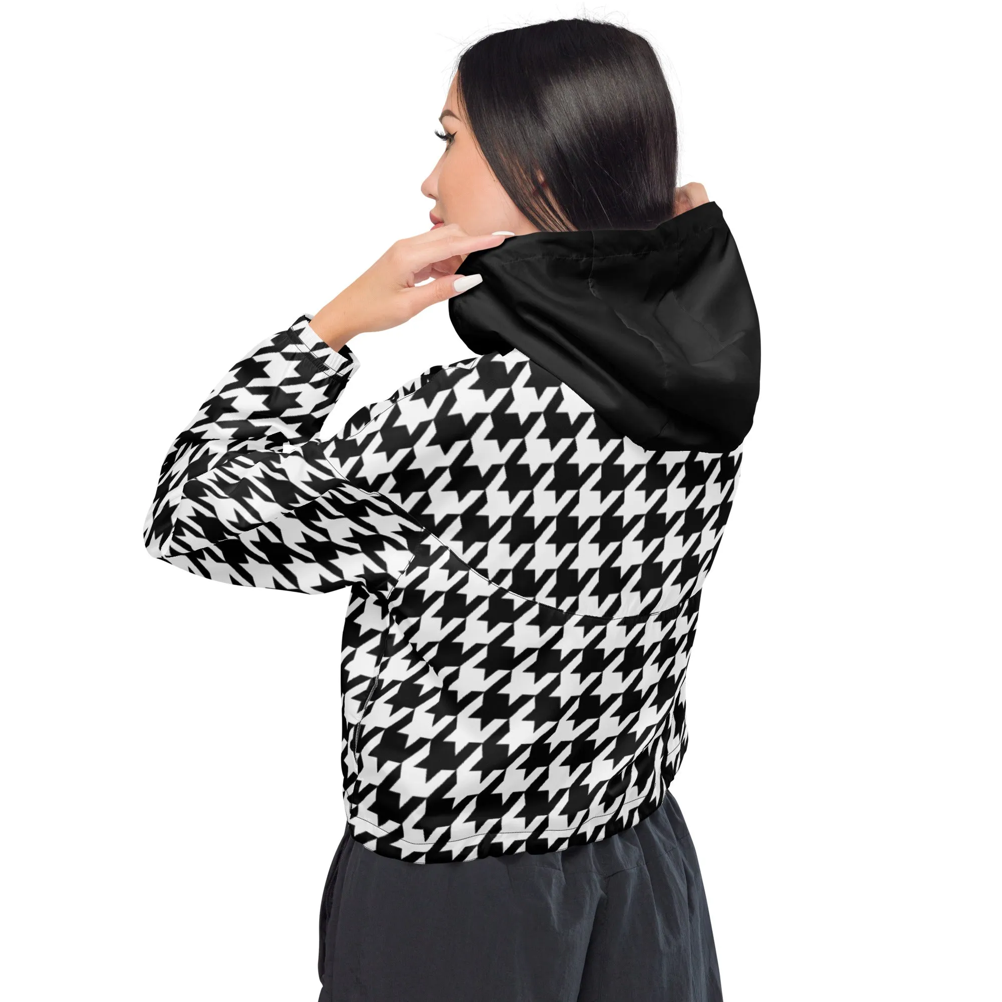 Women’s cropped windbreaker Houndstooth