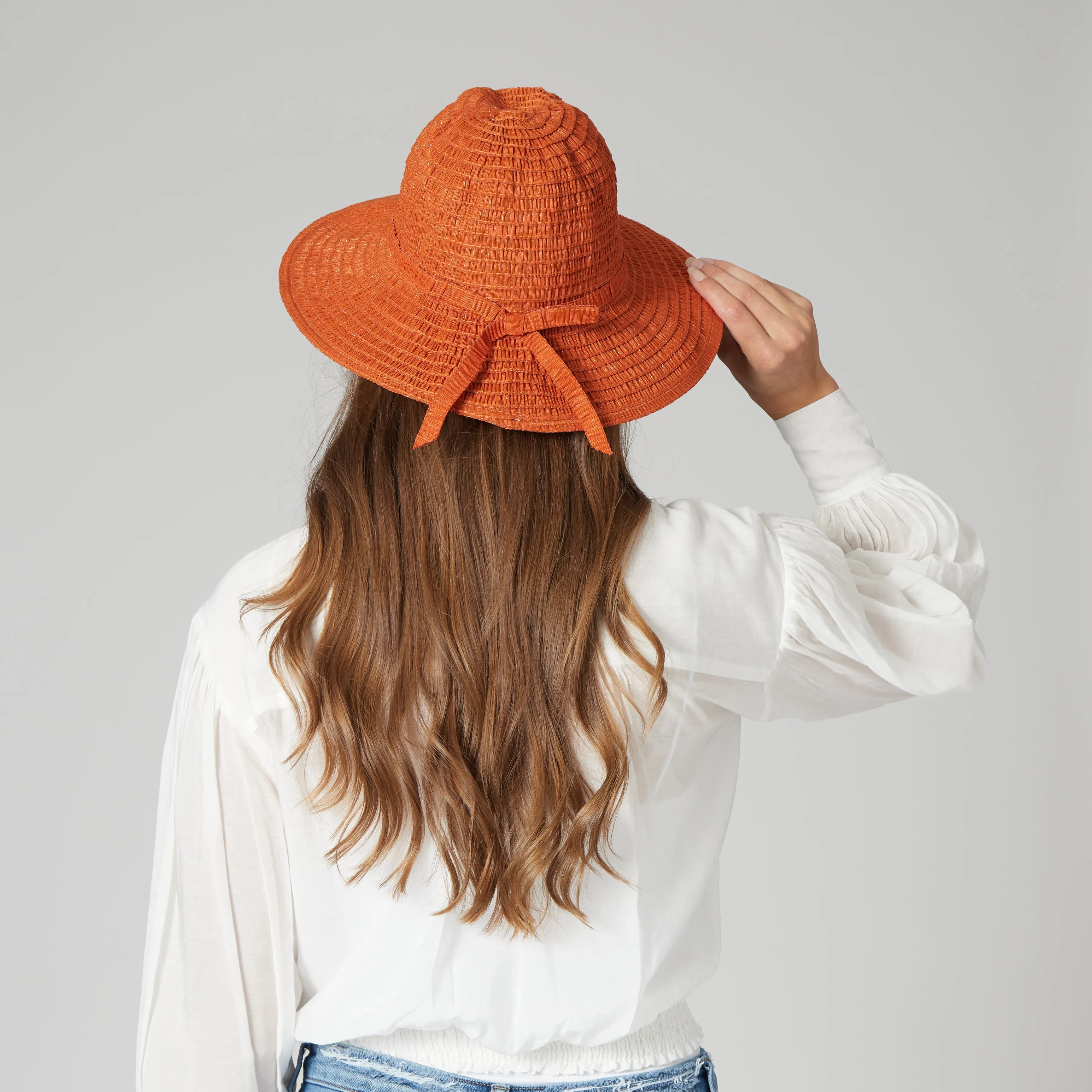 Women's Shimmery Ribbon Sun Hat