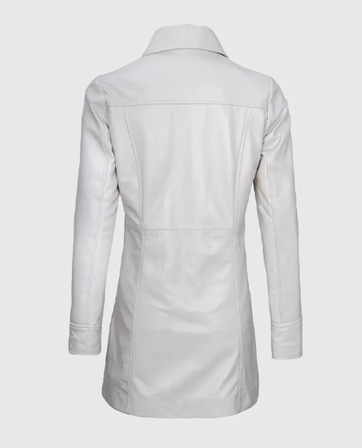 Women's White Leather Coat