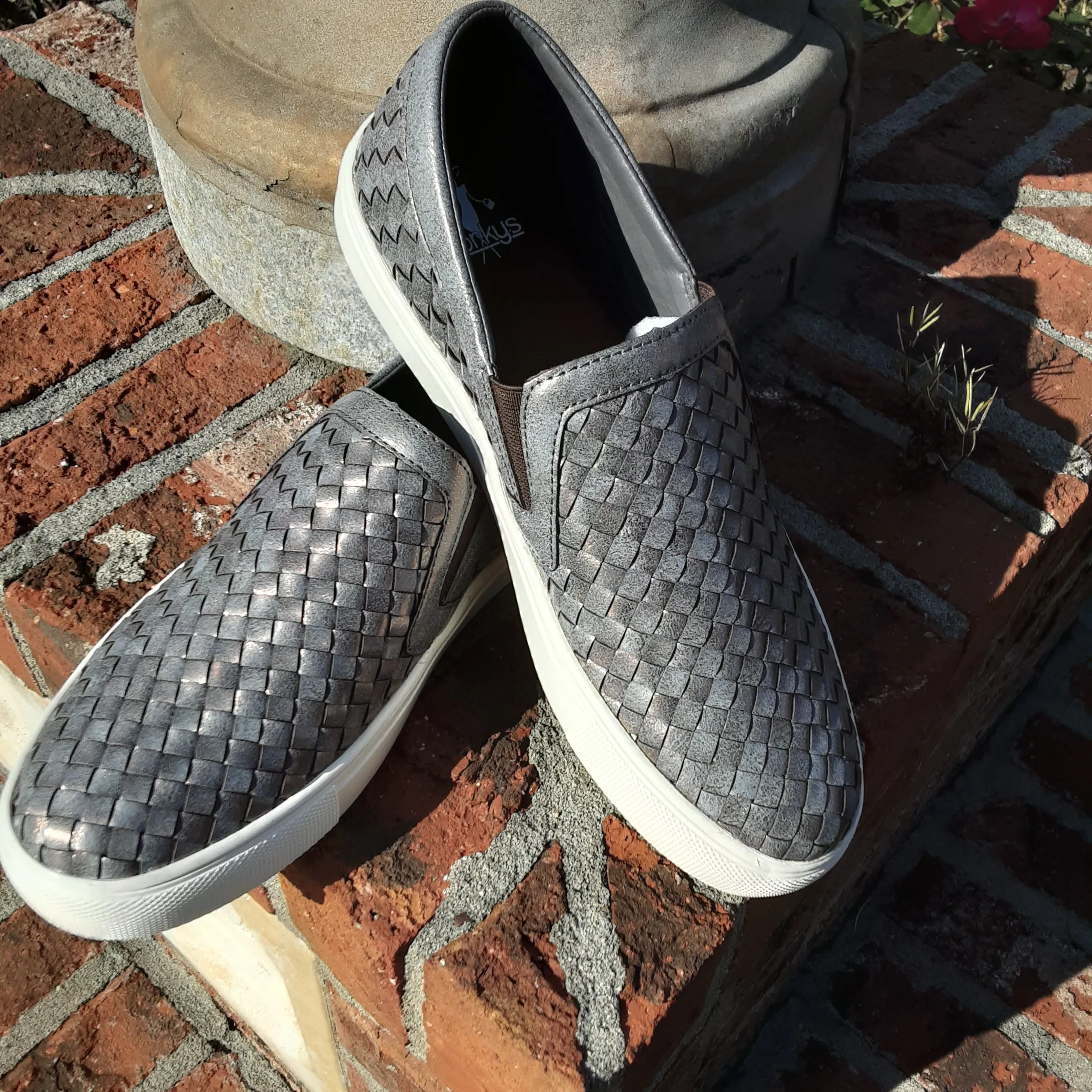 Woven Bronze Slip Ons