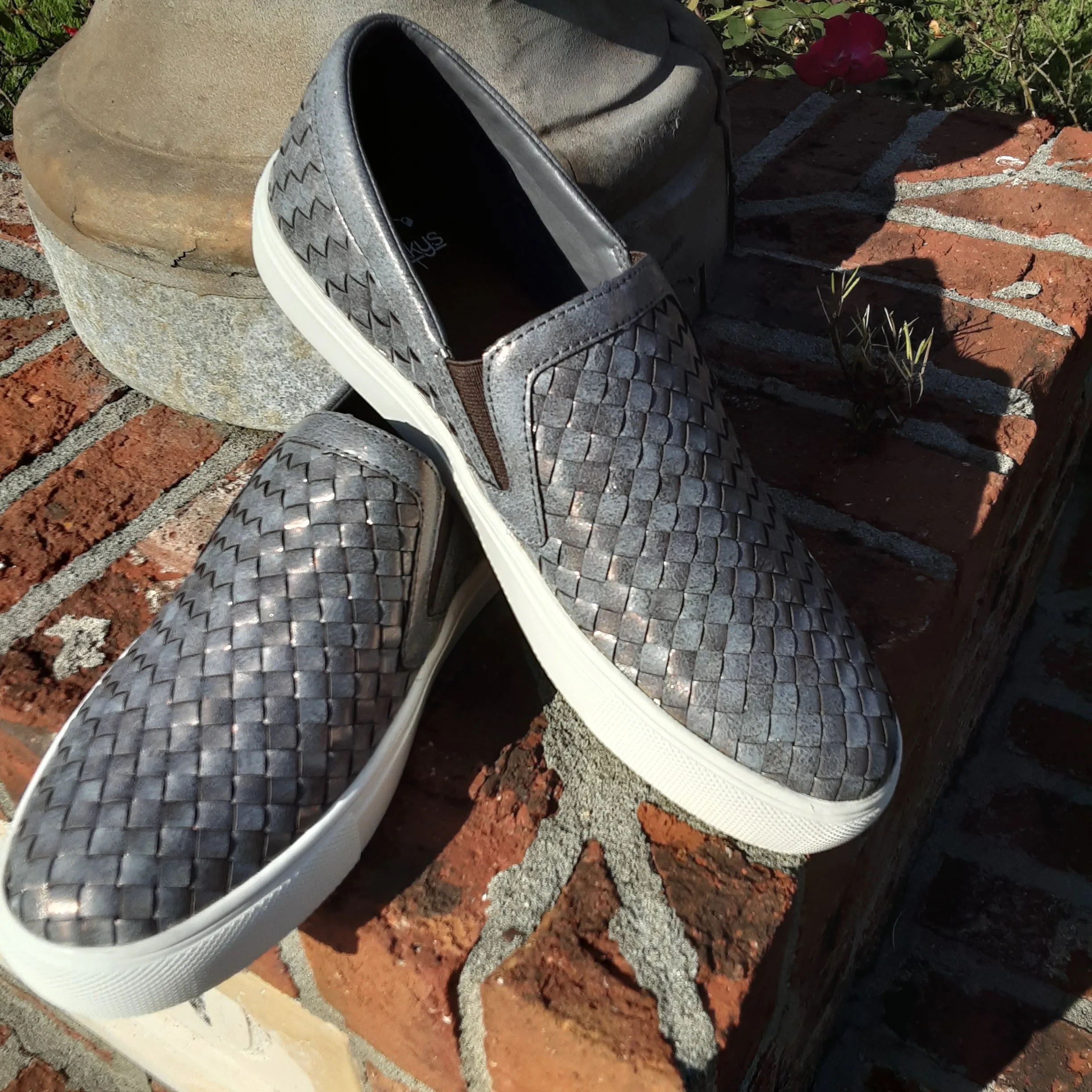 Woven Bronze Slip Ons