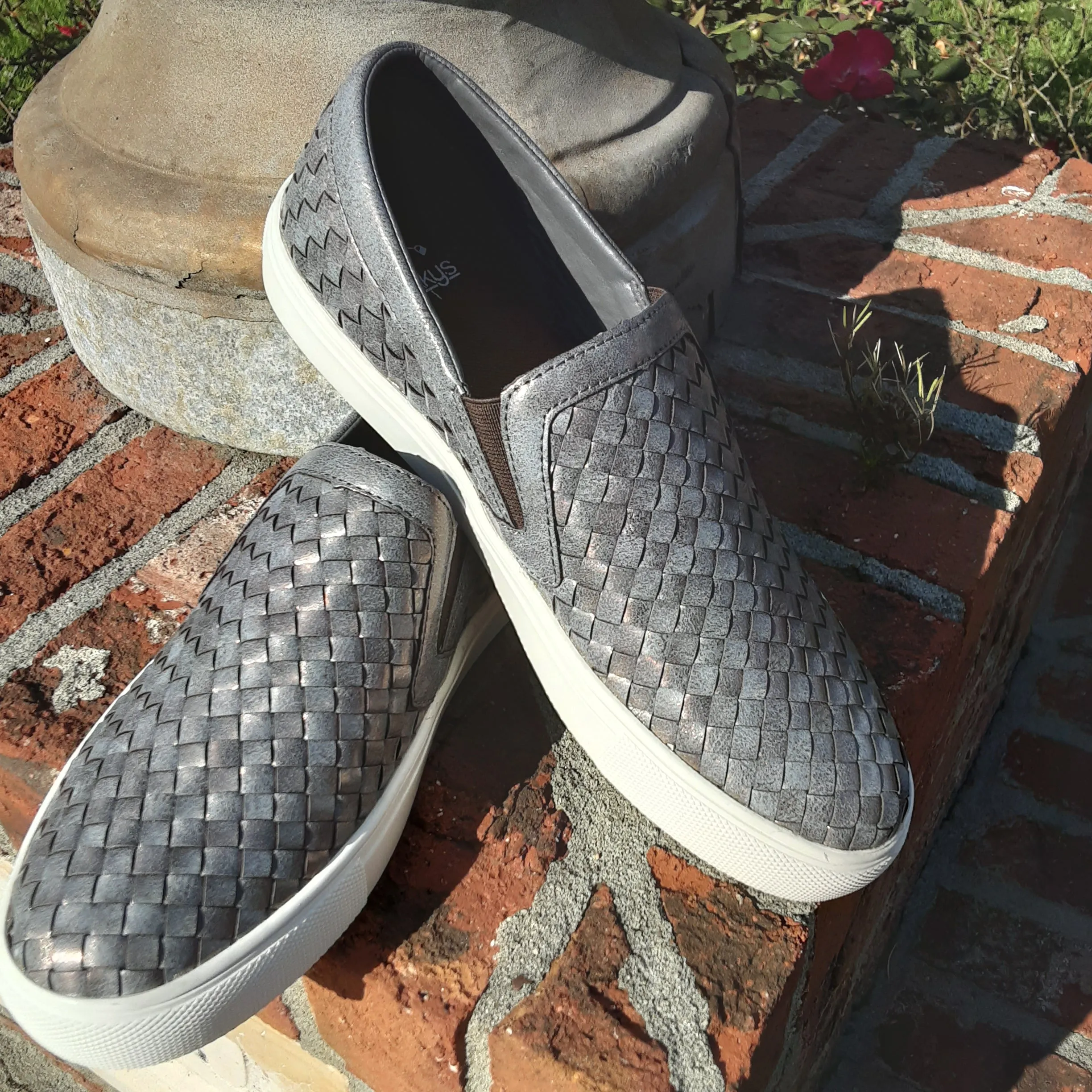 Woven Bronze Slip Ons