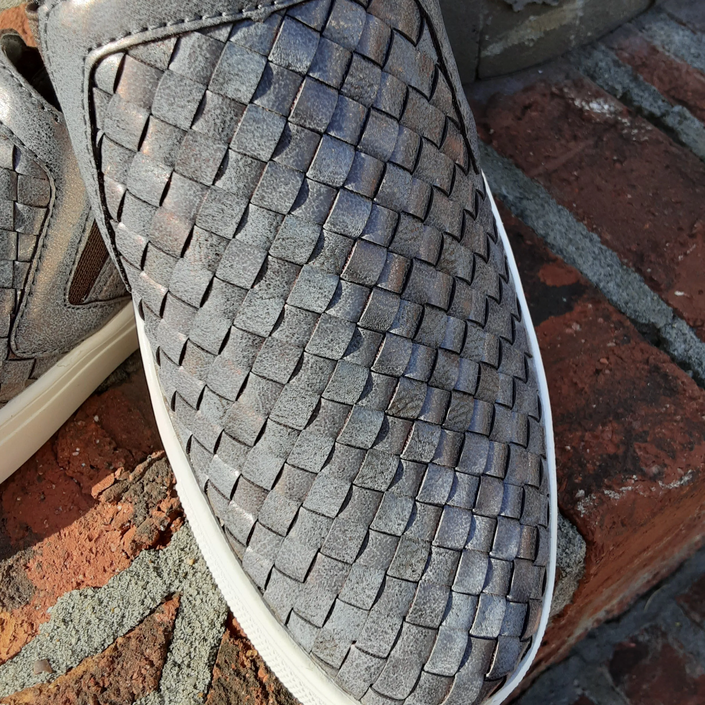 Woven Bronze Slip Ons