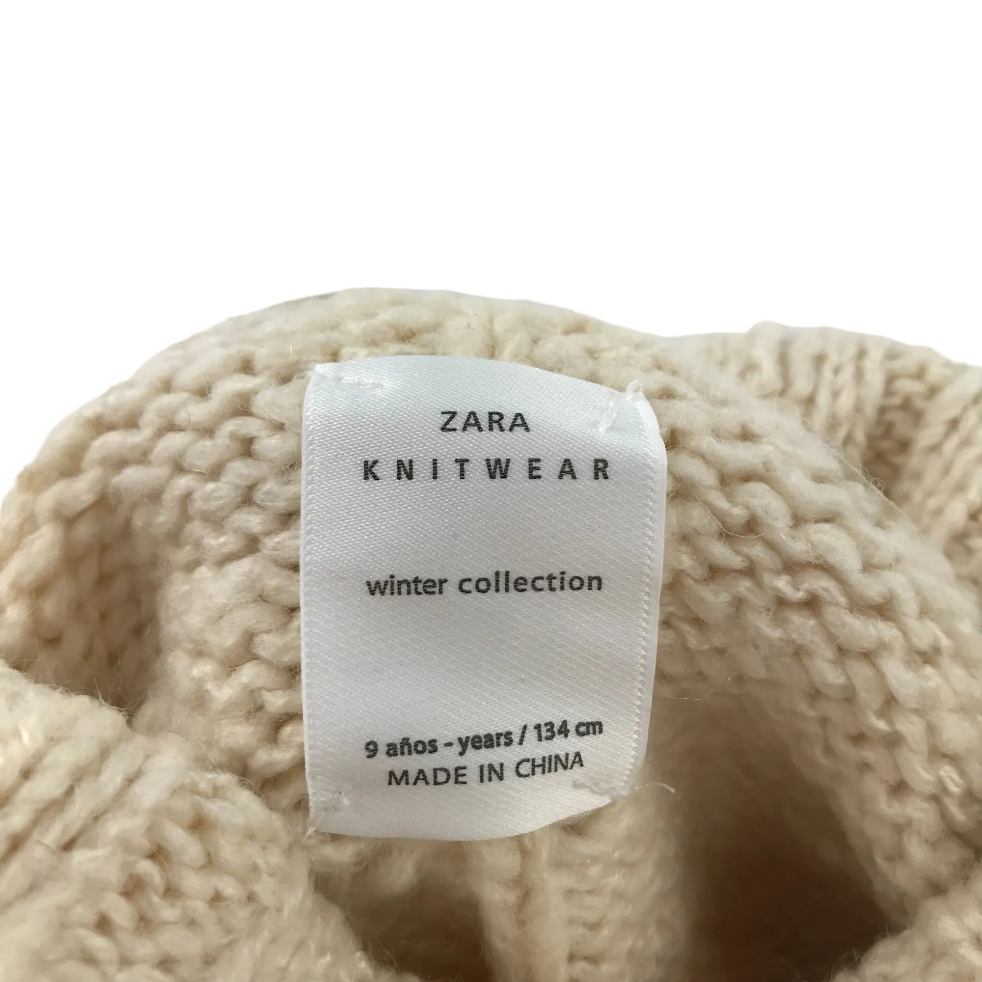 Zara jumper 9 years natural white chunky knit turtle neck